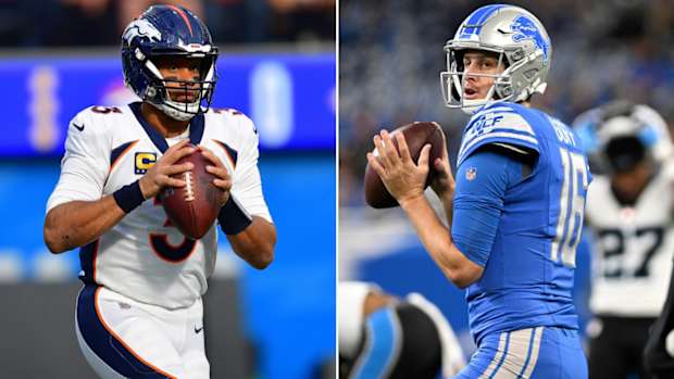 Denver Broncos quarterback Russell Wilson and Detroit Lions quarterback Jared Goff.